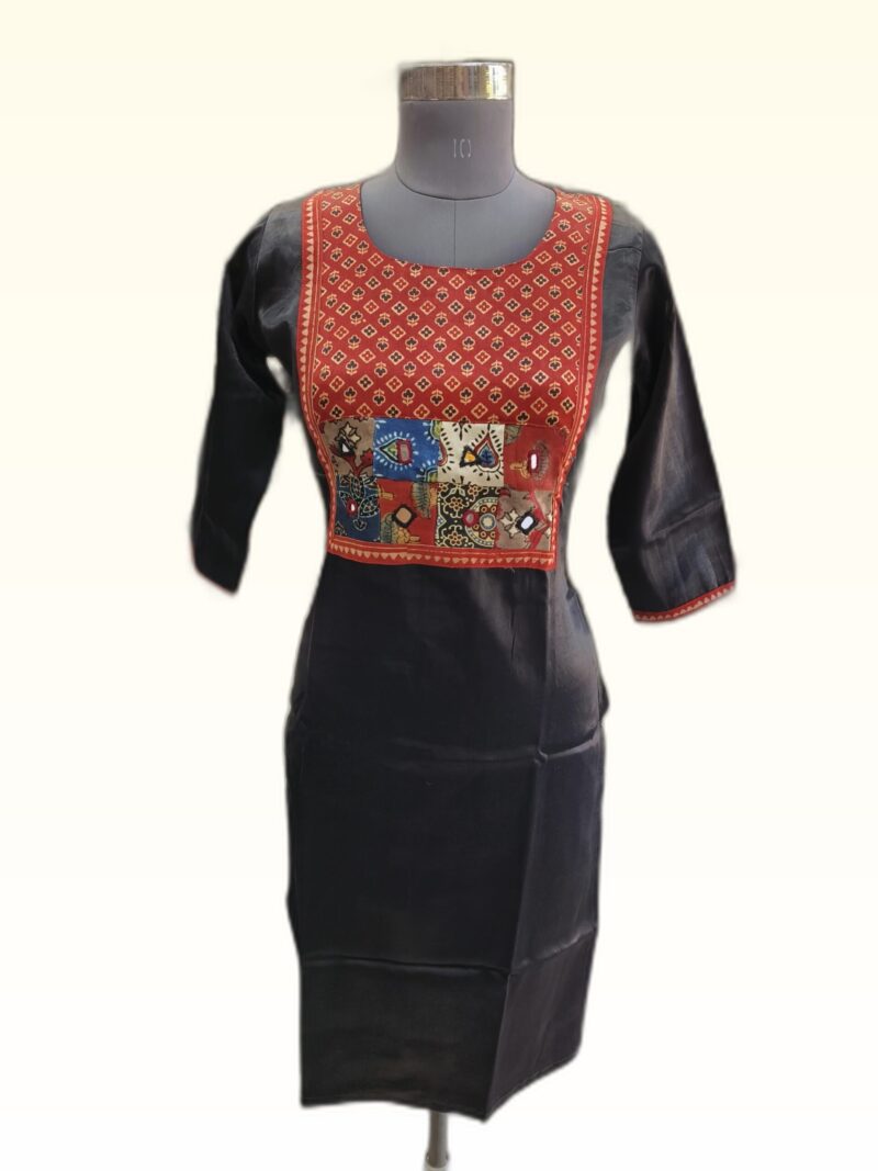 Mashru Silk Straight Kurtis with Kutchi Emroidery - Image 6