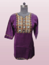 Mashru Silk Hand-mirror embroidery Short Kurti L