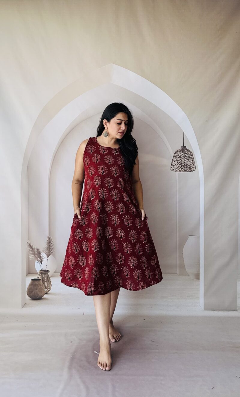 Cotton Ajrakh Veg Dyed One Piece