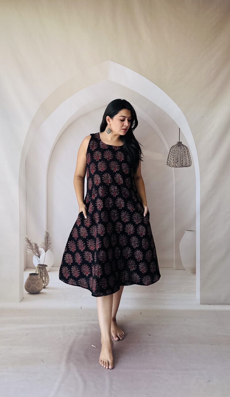 Cotton Ajrakh Veg Dyed One Piece - Image 3