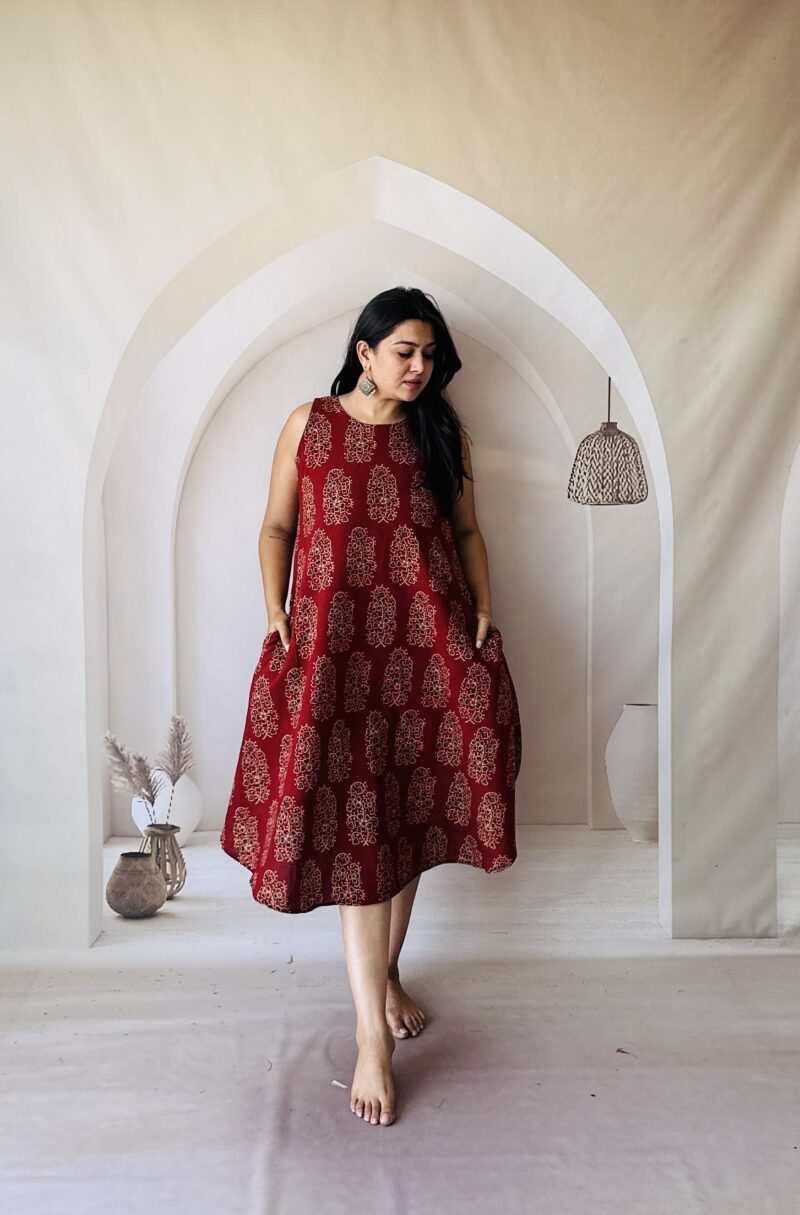 Cotton Ajrakh Veg Dyed One Piece - Image 4