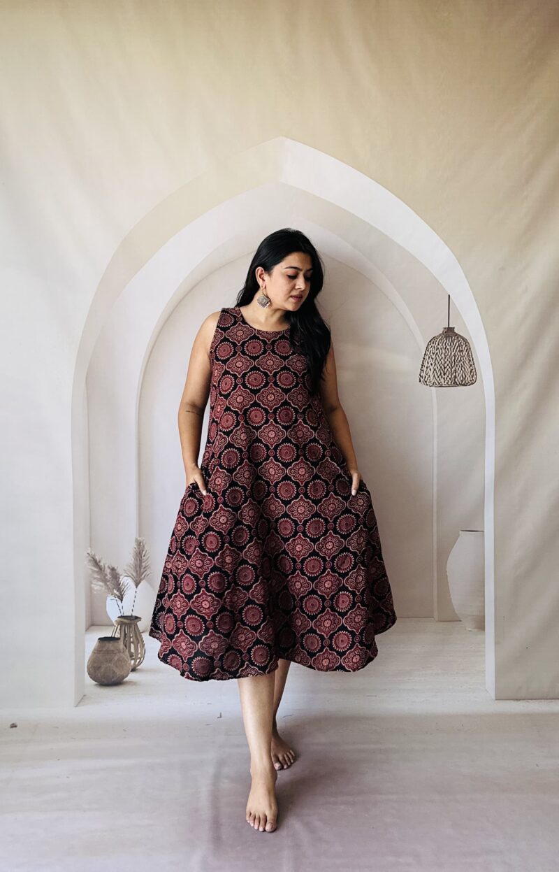 Cotton Ajrakh Veg Dyed One Piece - Image 7