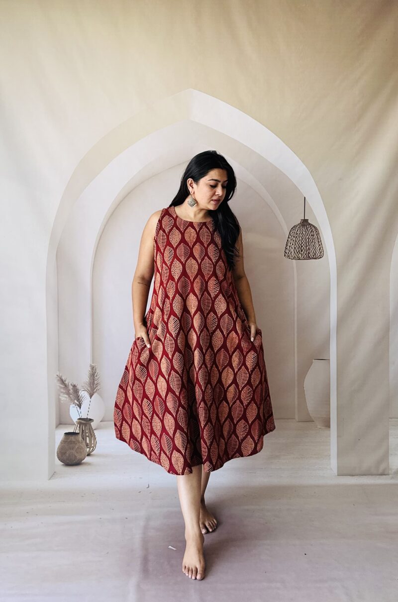 Cotton Ajrakh Veg Dyed One Piece - Image 8