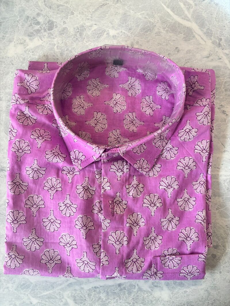 Jaipuri Cambric Cotton Printed Shirts - Half Sleeves - Size M - Image 3