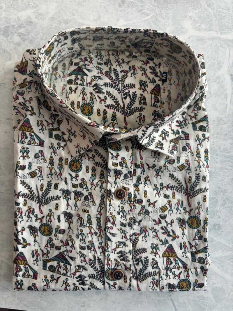 Jaipuri Cambric Cotton Printed Shirts - Half Sleeves - Size M - Image 2