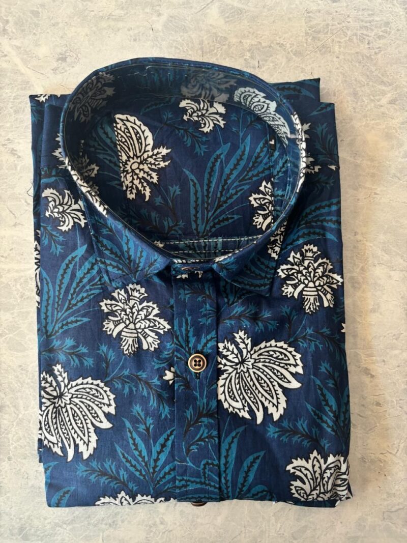 Jaipuri Cambric Cotton Printed Shirts - Half Sleeves - Size M