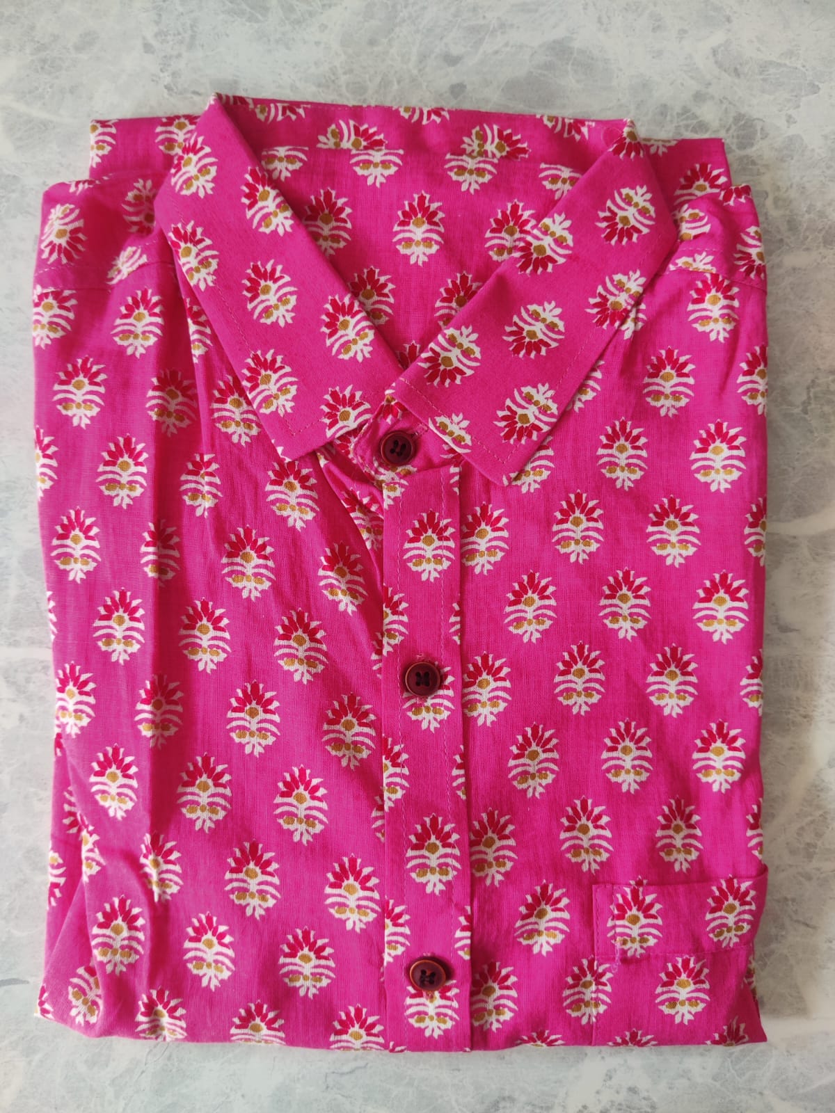 Jaipuri Cambric Cotton Printed Full-sleeves Shirts - Size L - Image 3