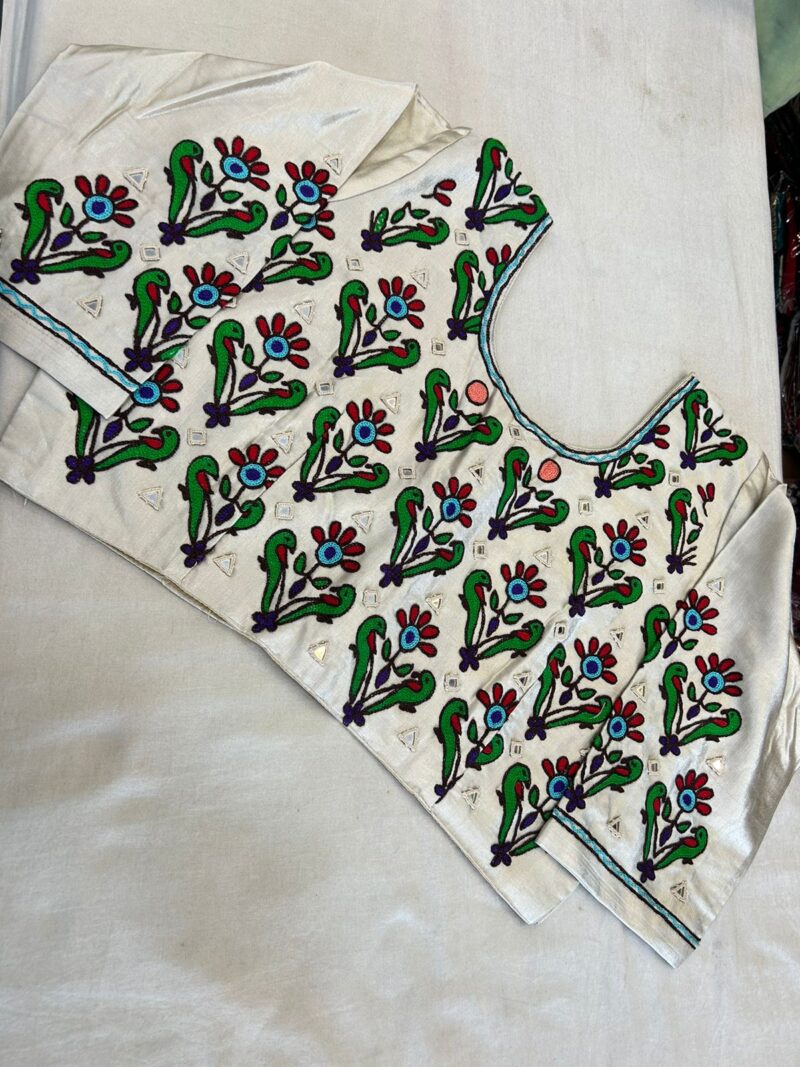 Hand-Embroidery Ready-to-wear Blouse in Mashru Silk - Size 42"- 44" - Image 2