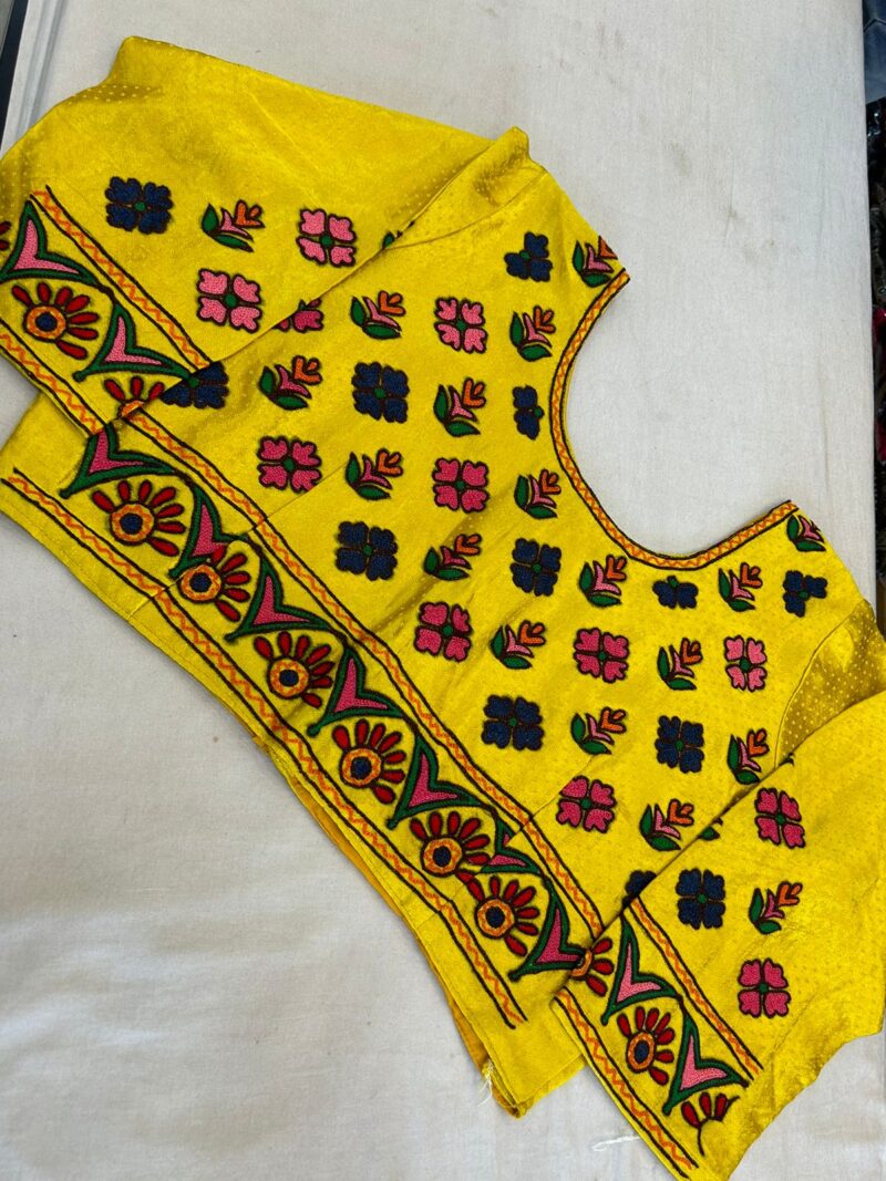 Hand-Embroidery Ready-to-wear Blouse in Mashru Silk - Size 42"- 44"