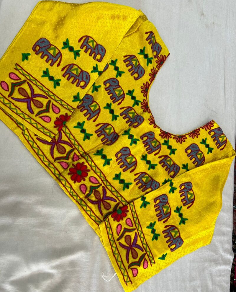 Hand-Embroidery Ready-to-wear Blouse in Mashru Silk - Size 42"- 44" - Image 4
