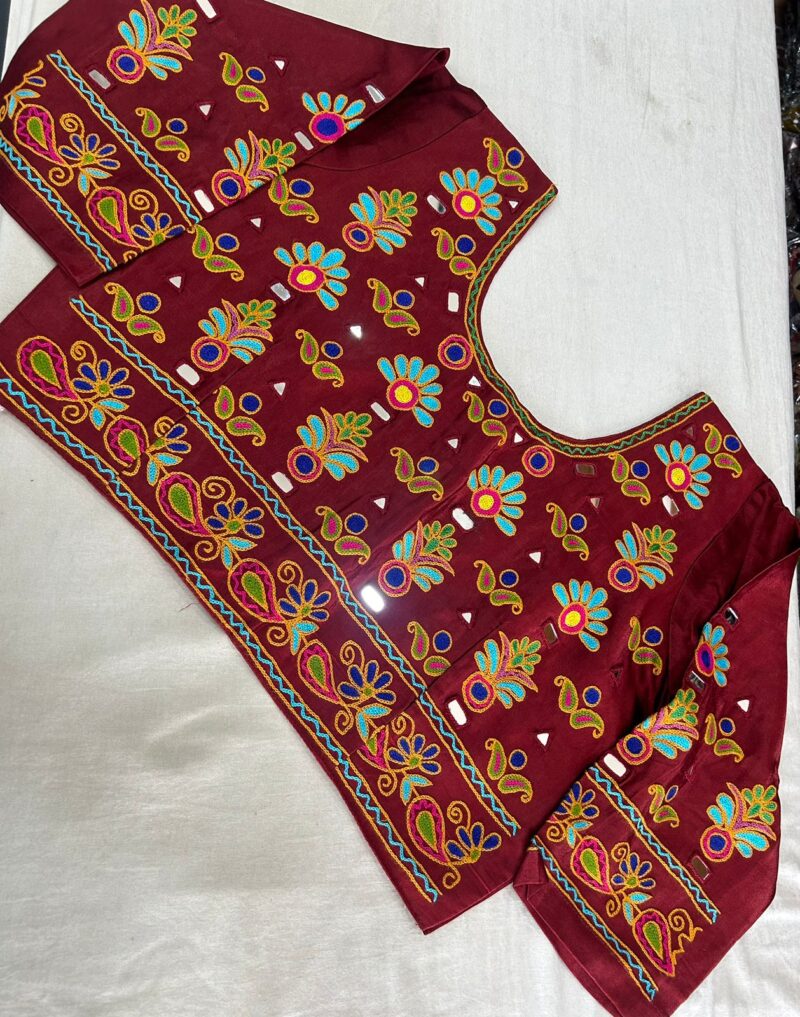 Hand-Embroidery Ready-to-wear Blouse in Mashru Silk - Size 42"- 44" - Image 3