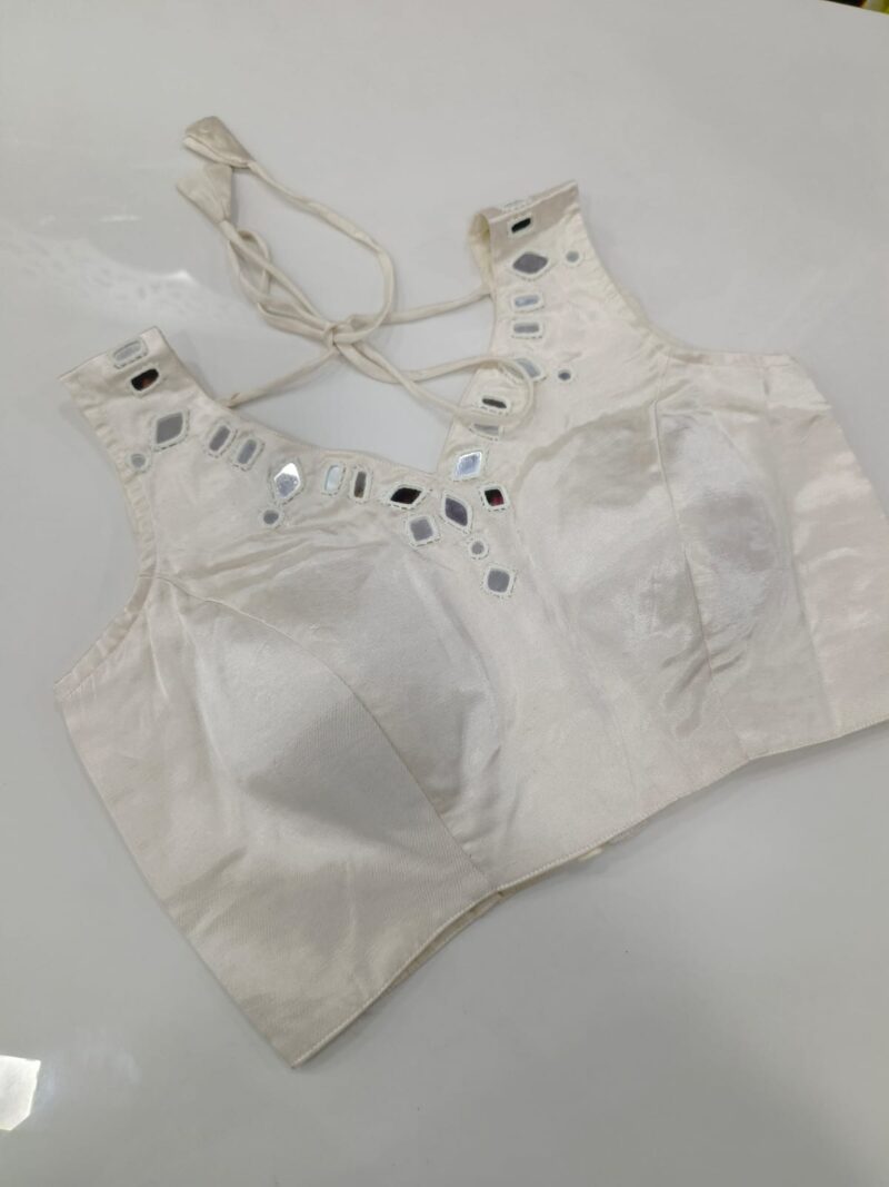 Ajrakh Mirror work Readymade Sleeveless Blouse - Size 38+4" - Image 12