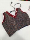 Ajrakh Mirror work Readymade Sleeveless Blouse - Size 38+4"