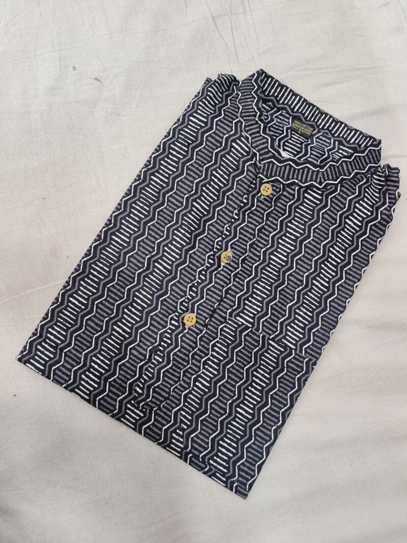 Ajrakh Cotton Short Kurta for Men – Hand Block Printed | Jaipuri Printed | Long Sleeves | Summer Wear - Image 31