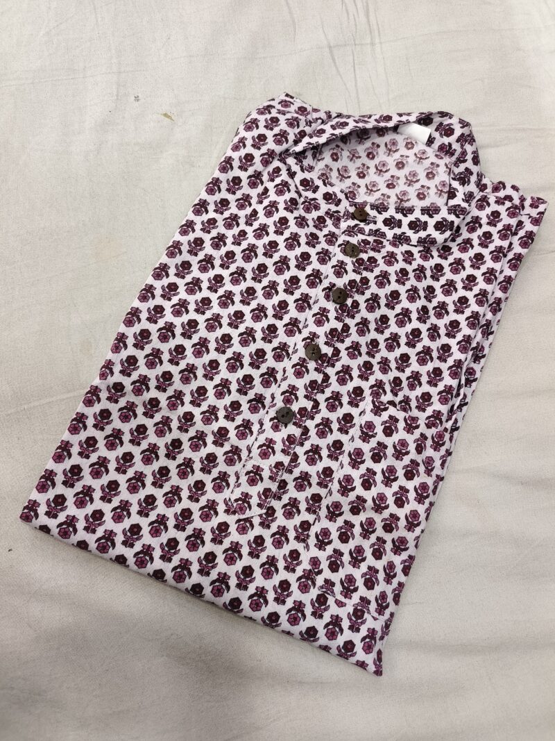 Ajrakh Cotton Short Kurta for Men – Hand Block Printed | Jaipuri Printed | Long Sleeves | Summer Wear - Image 27