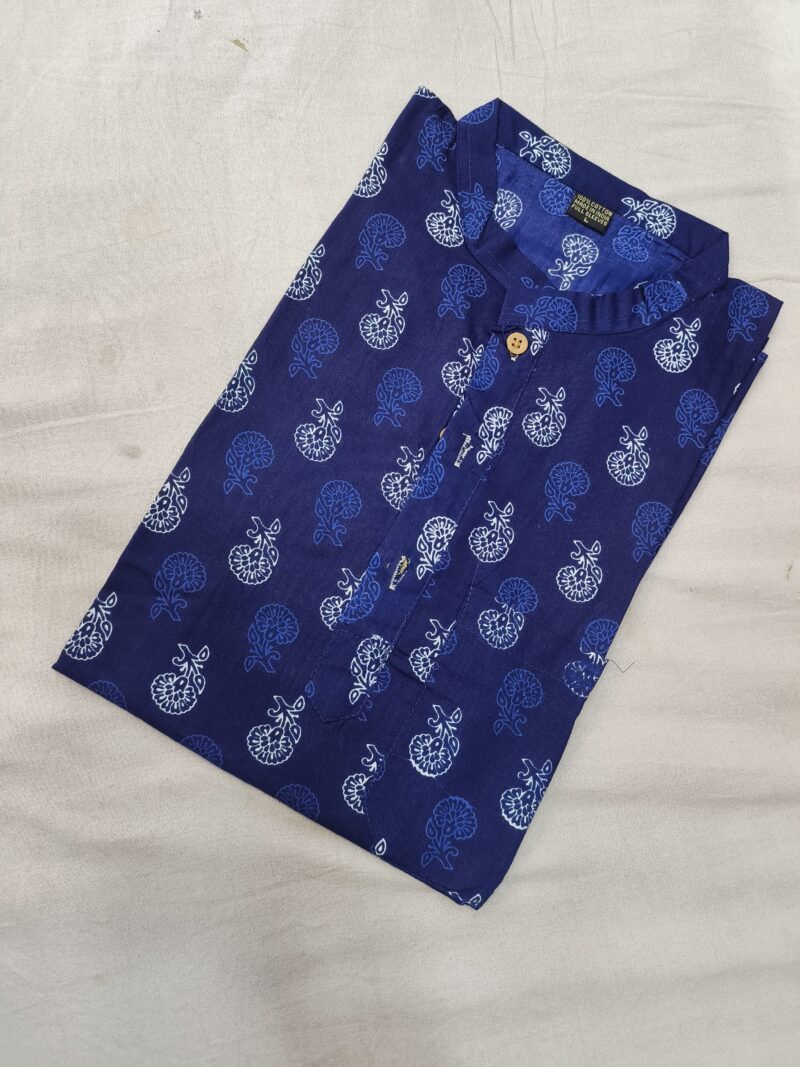 Ajrakh Cotton Short Kurta for Men – Hand Block Printed | Jaipuri Printed | Long Sleeves | Summer Wear - Image 24