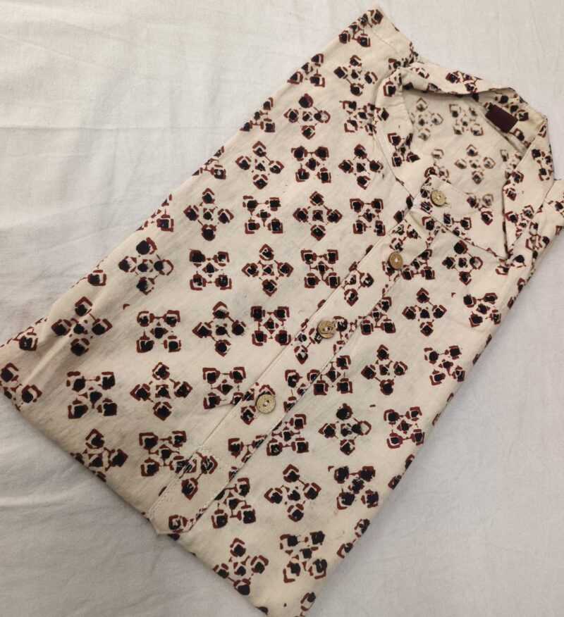 Ajrakh Cotton Short Kurta for Men – Hand Block Printed | Jaipuri Printed | Long Sleeves | Summer Wear - Image 17