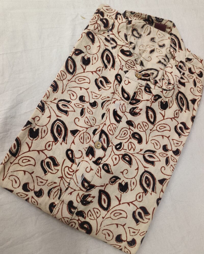 Ajrakh Cotton Short Kurta for Men – Hand Block Printed | Jaipuri Printed | Long Sleeves | Summer Wear - Image 20