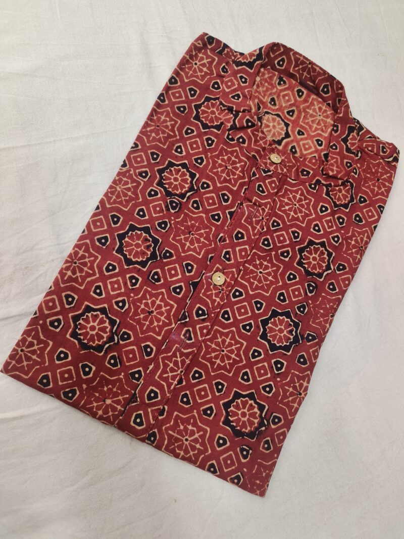 Ajrakh Cotton Short Kurta for Men – Hand Block Printed | Jaipuri Printed | Long Sleeves | Summer Wear - Image 23