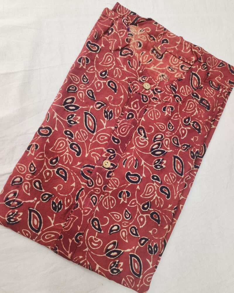 Ajrakh Cotton Short Kurta for Men – Hand Block Printed | Jaipuri Printed | Long Sleeves | Summer Wear - Image 10